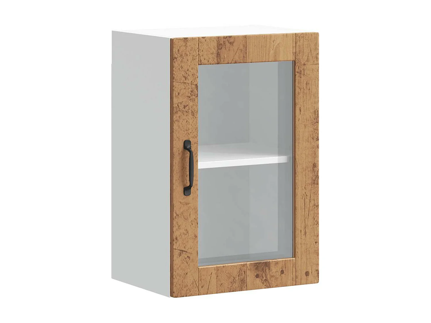Armoire murale de cuisine avec porte en verre Porto vieux bois