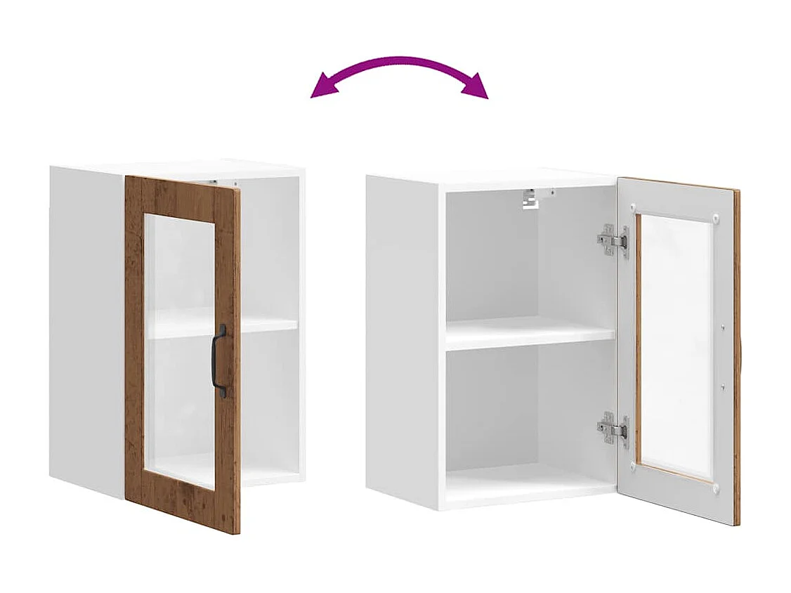 Armoire murale de cuisine avec porte en verre Porto vieux bois