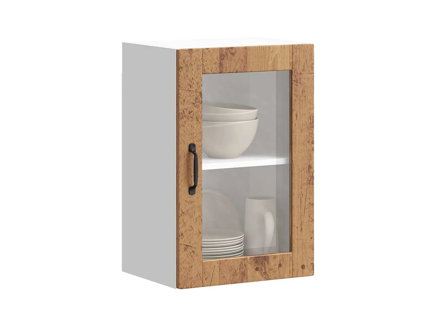 Armoire murale de cuisine avec porte en verre Porto vieux bois