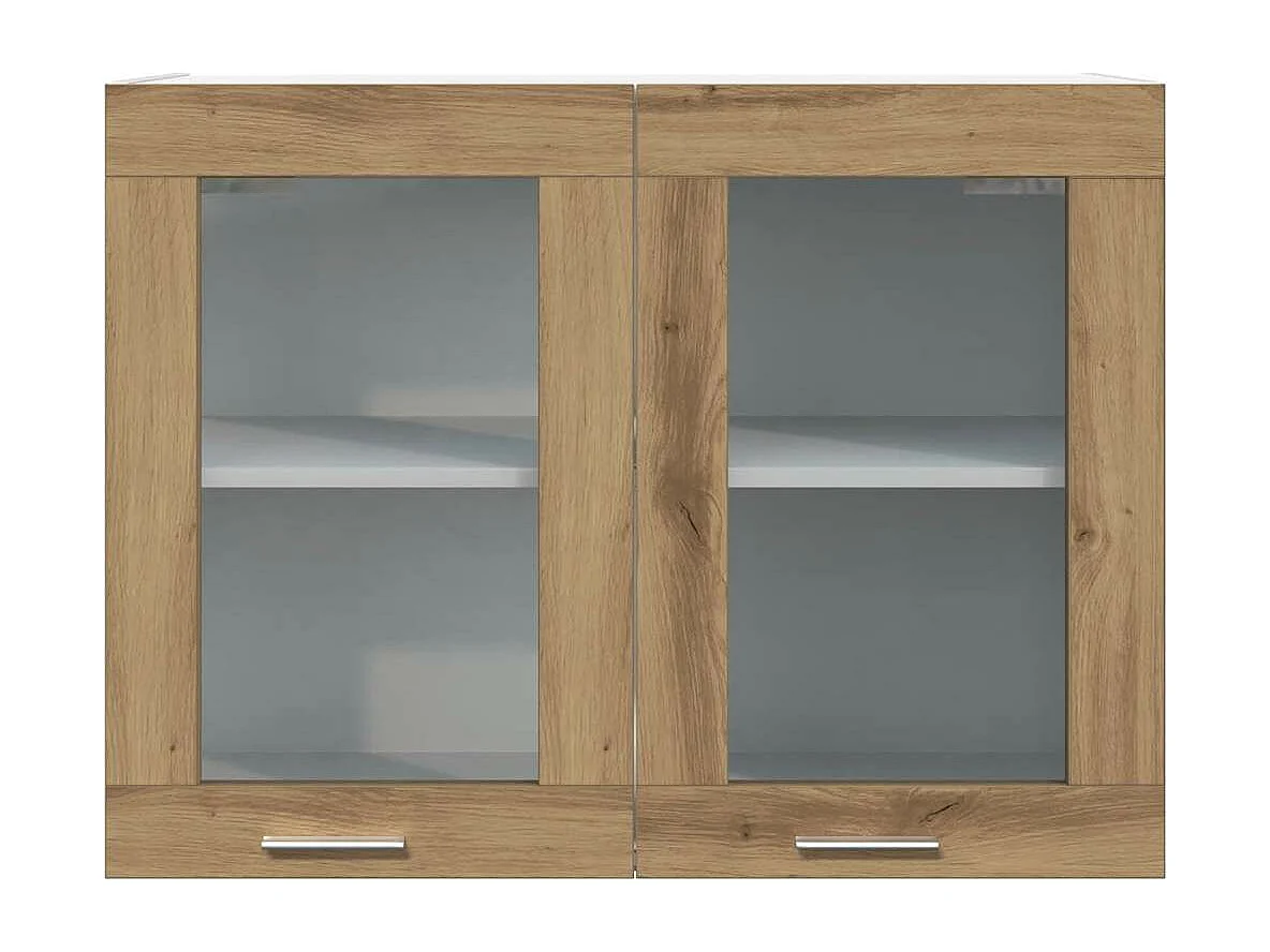 Armoire en verre suspendue chêne artisanal bois d'ingénierie