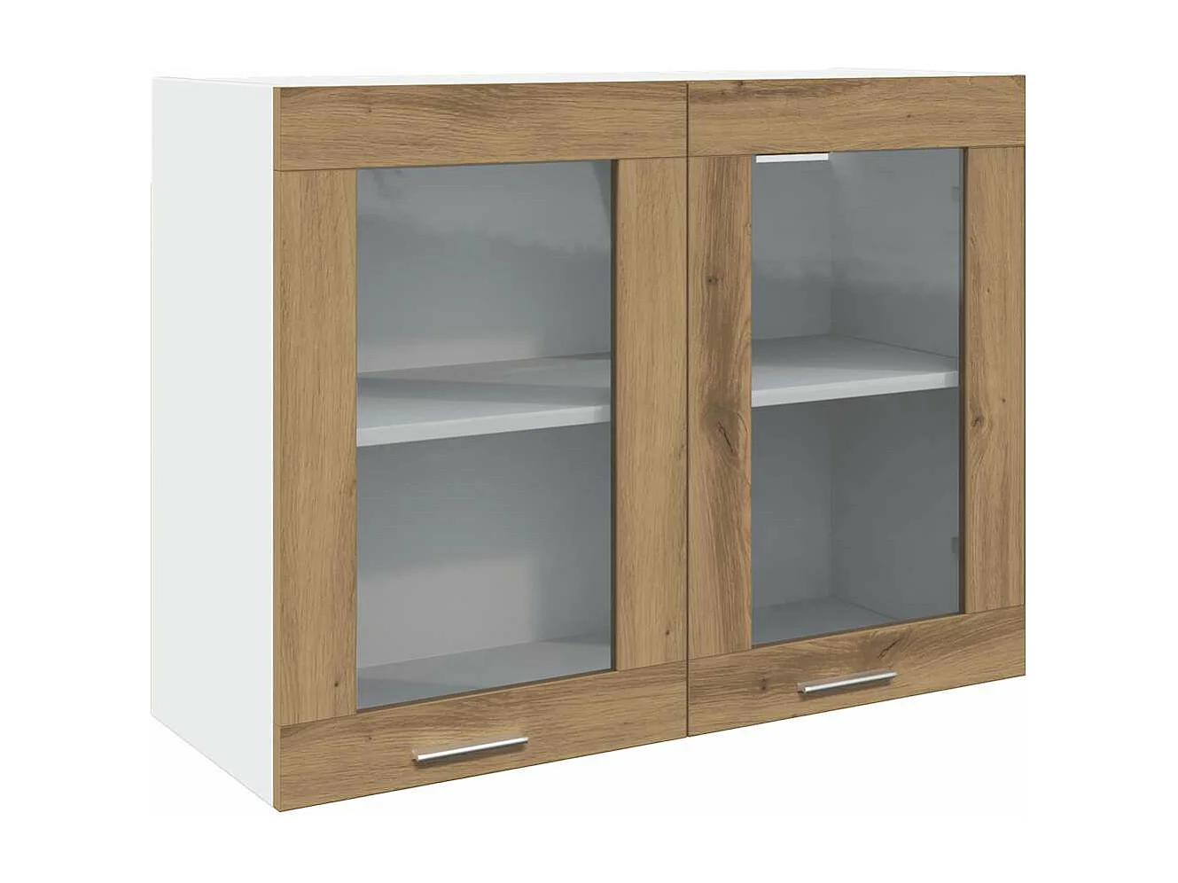 Armoire en verre suspendue chêne artisanal bois d'ingénierie