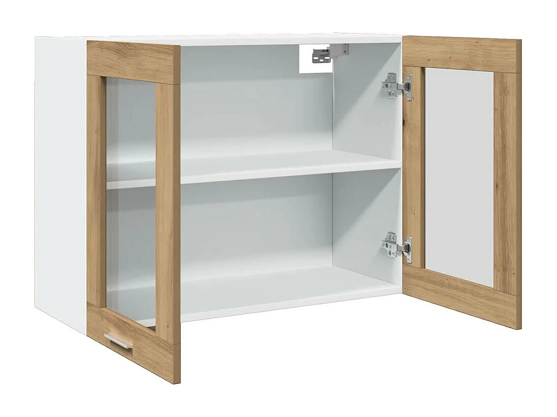 Armoire en verre suspendue chêne artisanal bois d'ingénierie