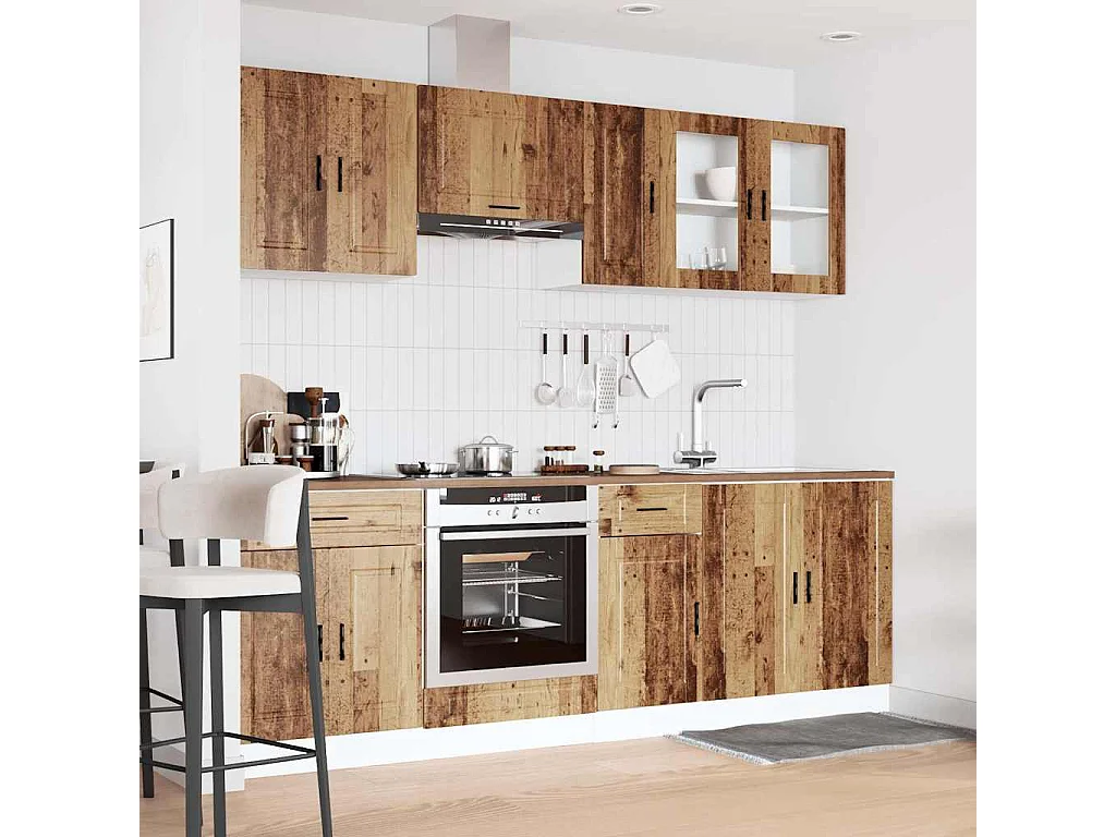 Kalmar 8 pezzi set di mobili da cucina in legno ingegnerizzato