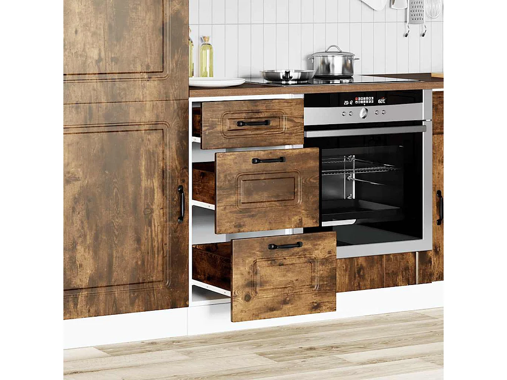 Armoire de cuisine Kalmar chêne fumé bois d'ingénierie