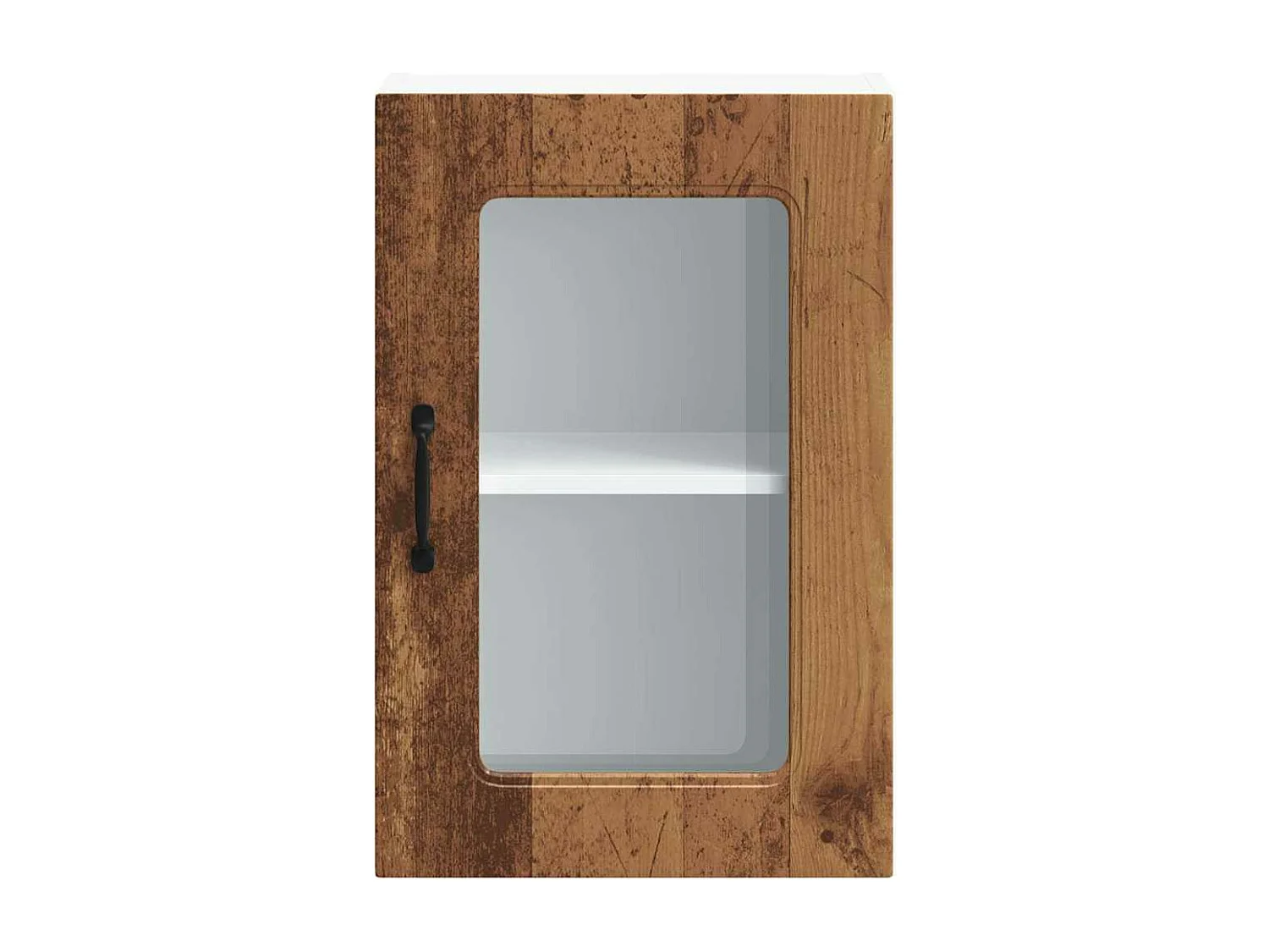 Armoire murale de cuisine avec porte en verre Kalmar vieux bois