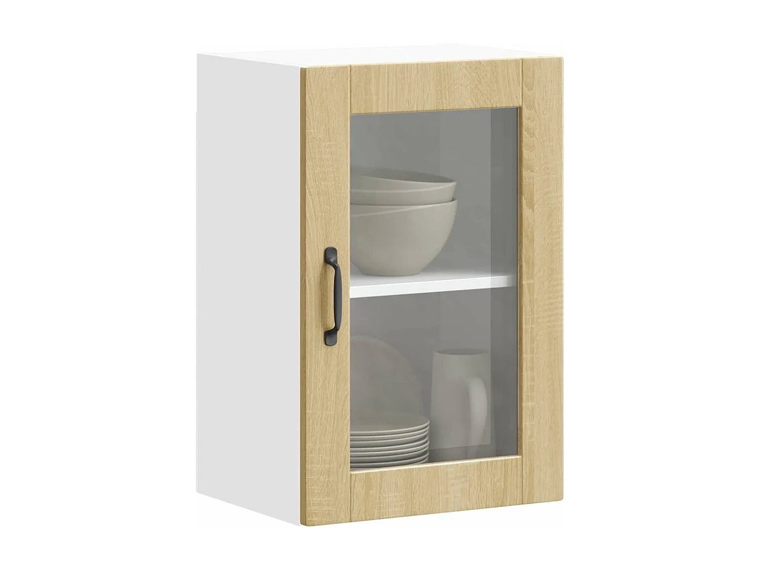 Armoire murale de cuisine et porte en verre Porto chêne sonoma