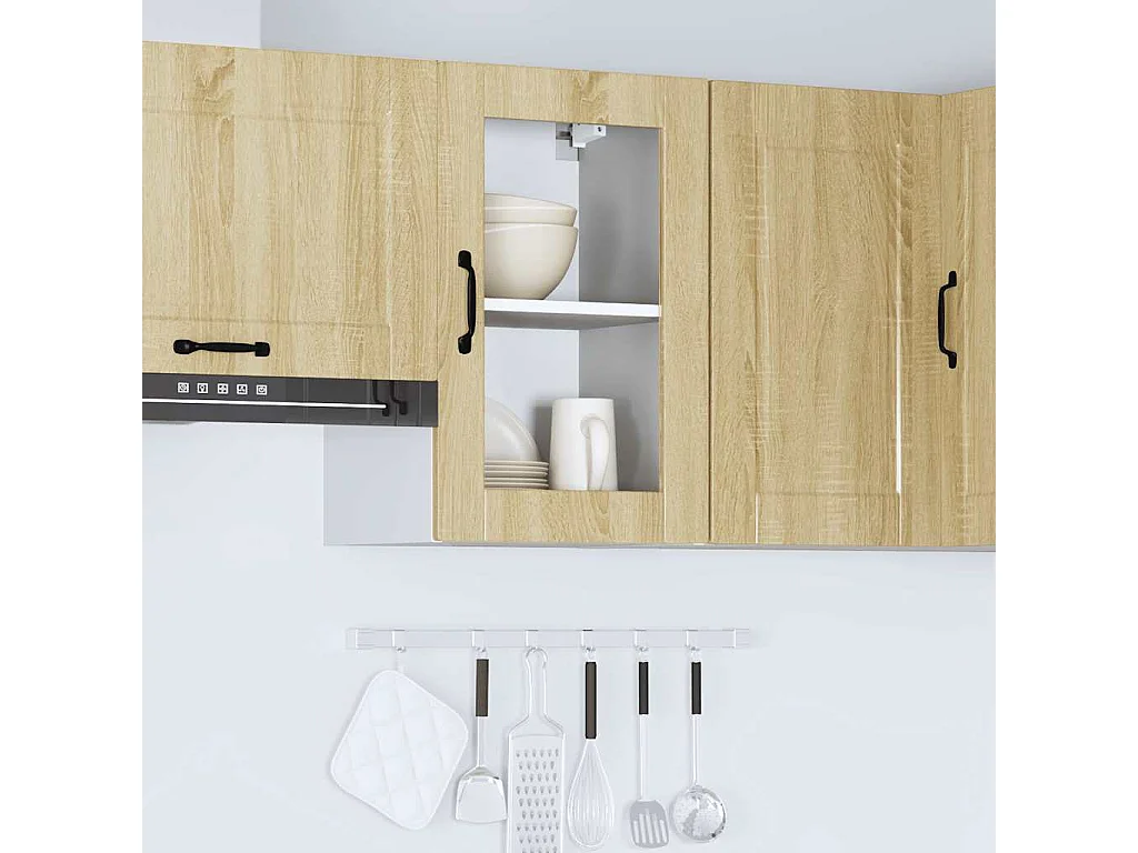 Porto Küchenwandschrank aus Sonoma-Eiche und Glastür