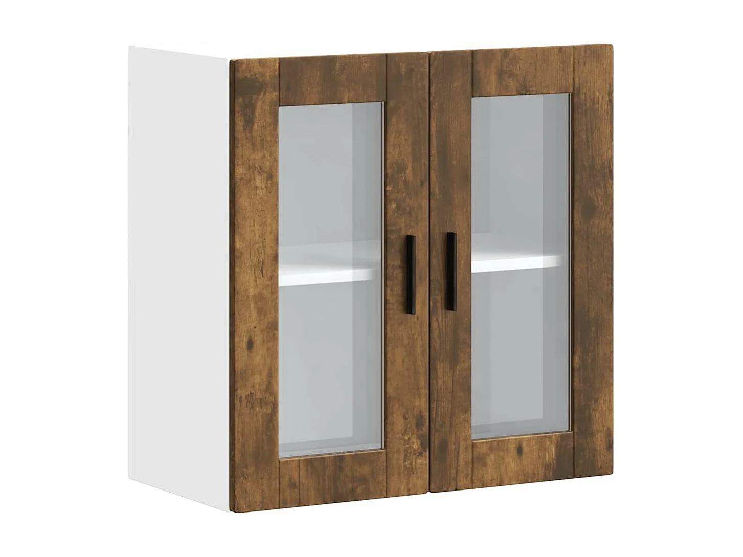 Armoire murale de cuisine avec porte en verre Porto chêne fumé