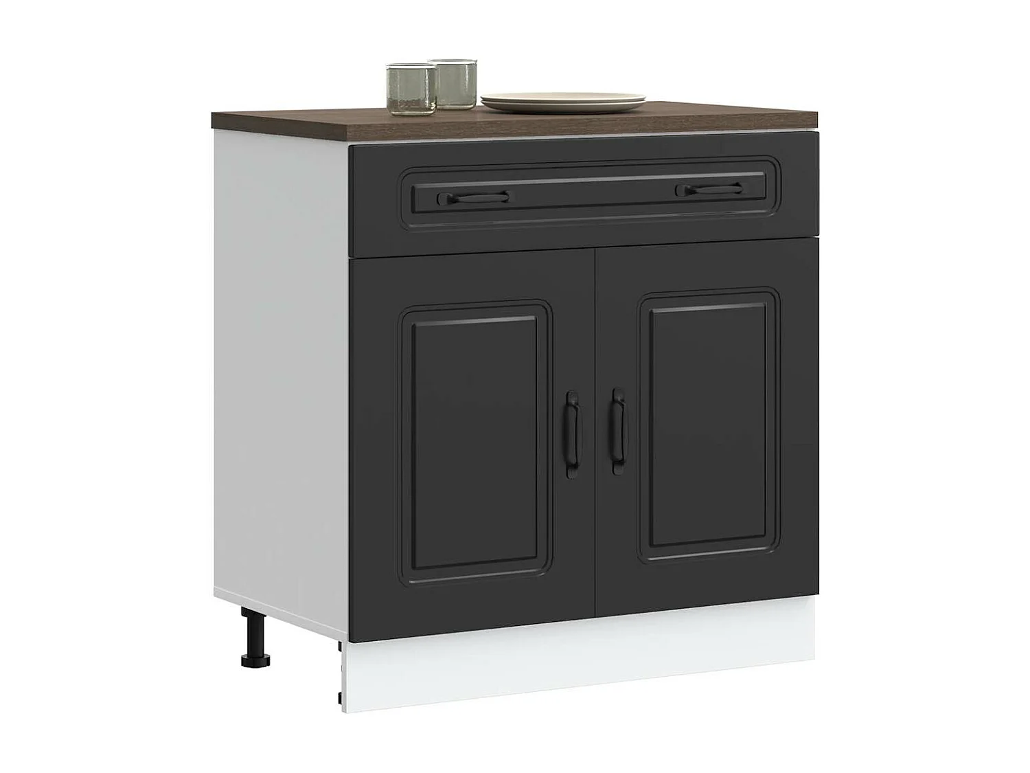 Armoire de cuisine Kalmar noir bois d'ingénierie