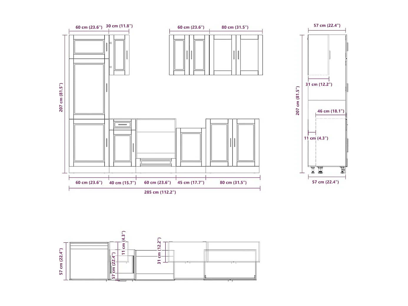 Juego de gabinetes de cocina Kalmar de 8 piezas de madera de ingeniería blanca