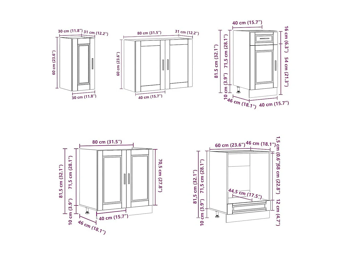 Juego de gabinetes de cocina Kalmar de 8 piezas de madera de ingeniería blanca