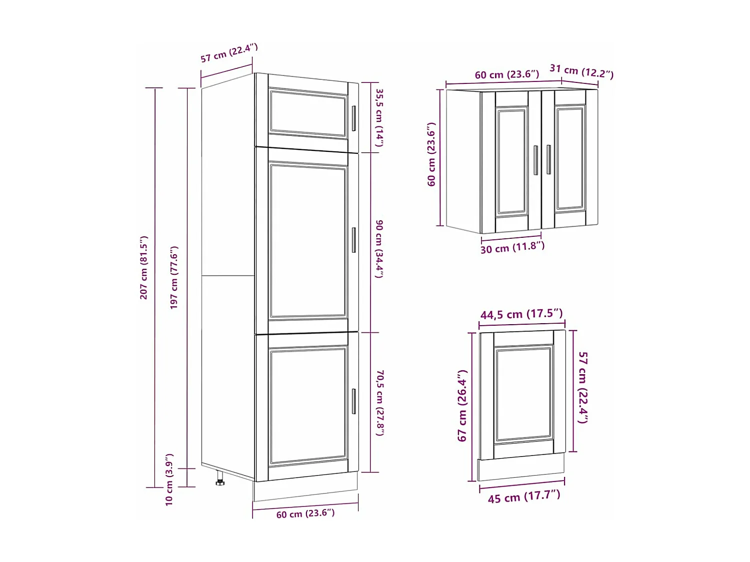 Juego de gabinetes de cocina Kalmar de 8 piezas de madera de ingeniería blanca