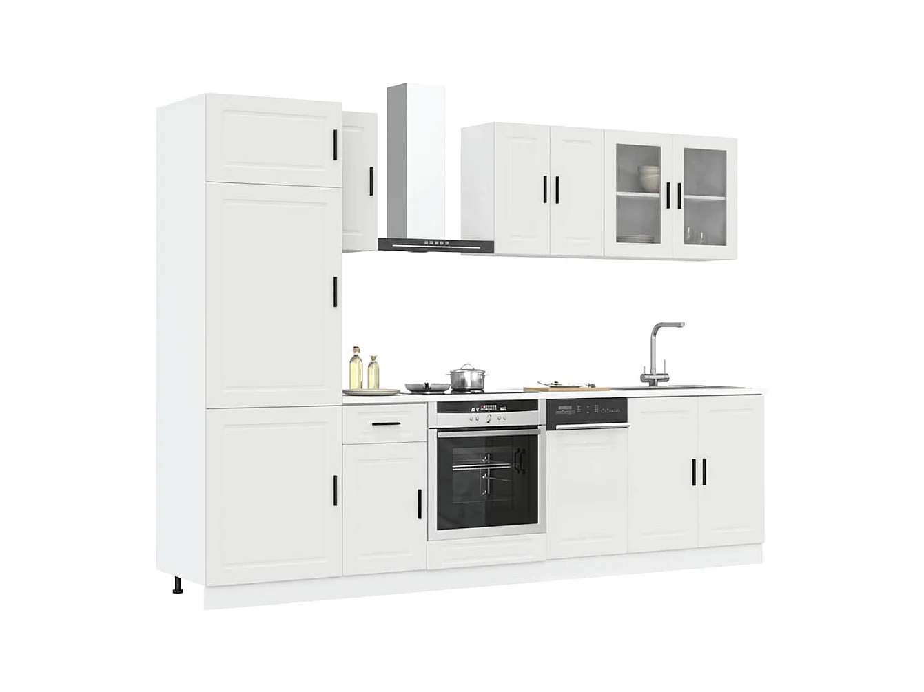 Ensemble d'armoires cuisine 8pcs Kalmar blanc bois d'ingénierie