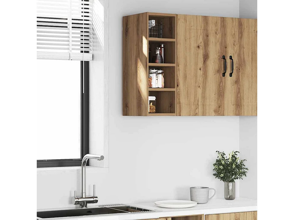 Mobiletto pensile in rovere artigianale 20x29,5x60 cm in legno ingegnerizzato