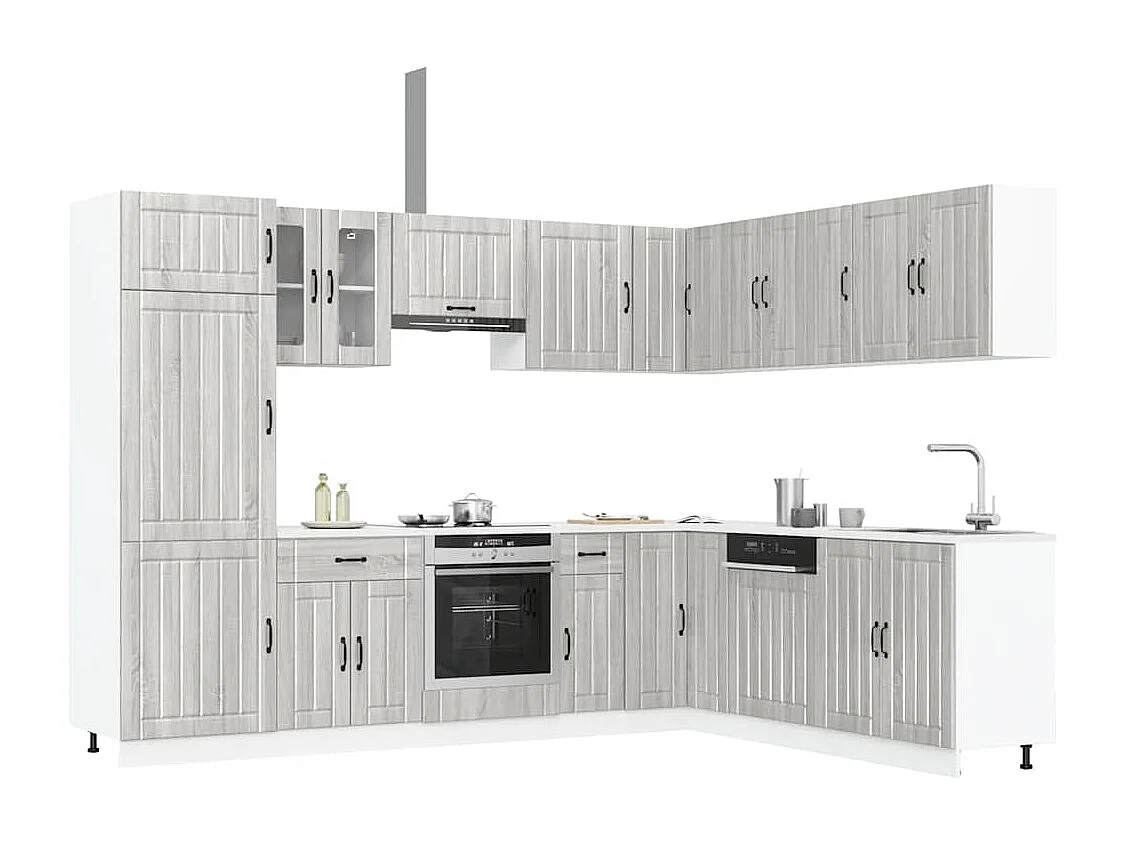 Conjunto de armários de cozinha Lucca de 14 peças em madeira projetada