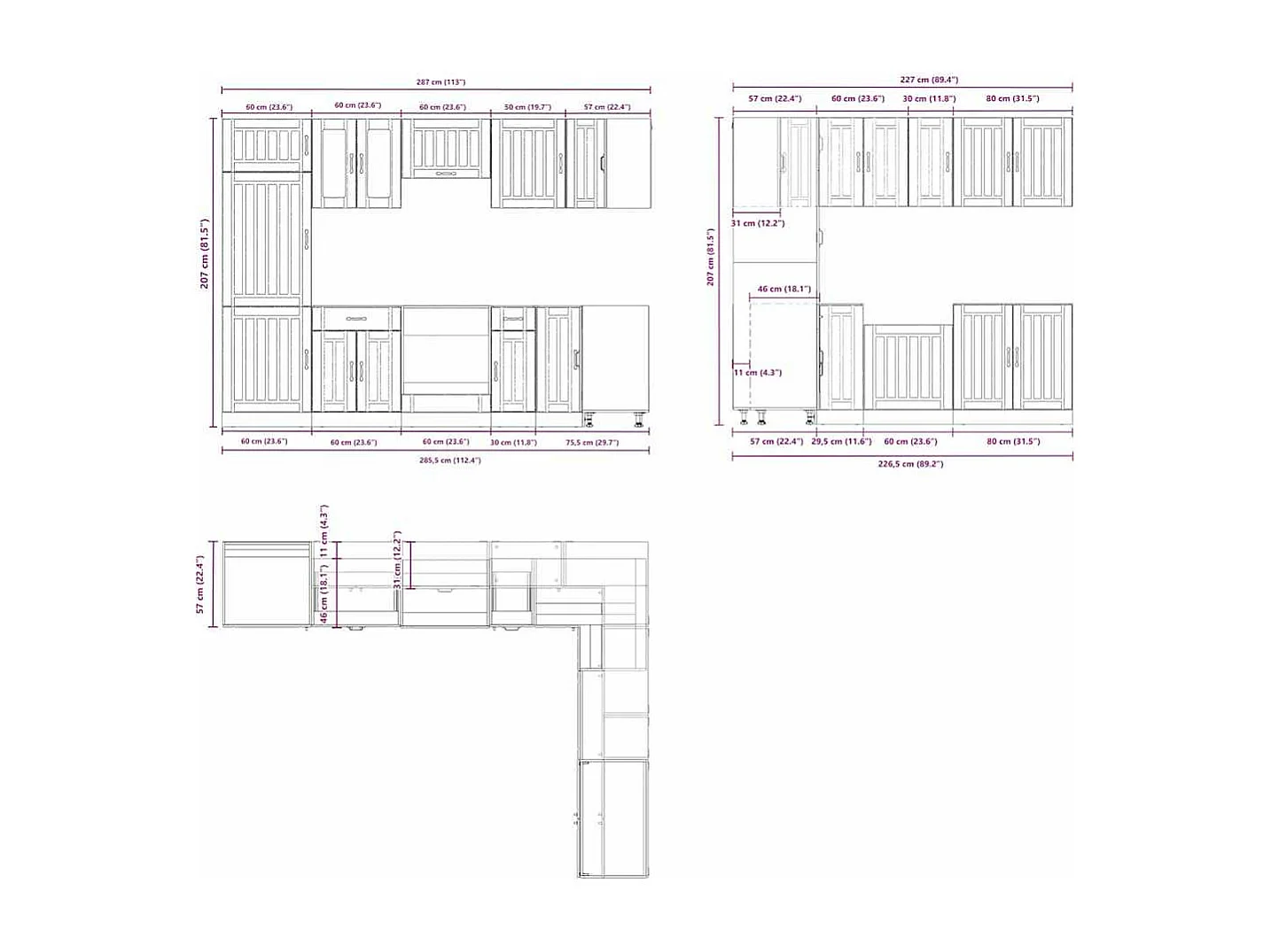 Conjunto de armários de cozinha Lucca de 14 peças em madeira projetada