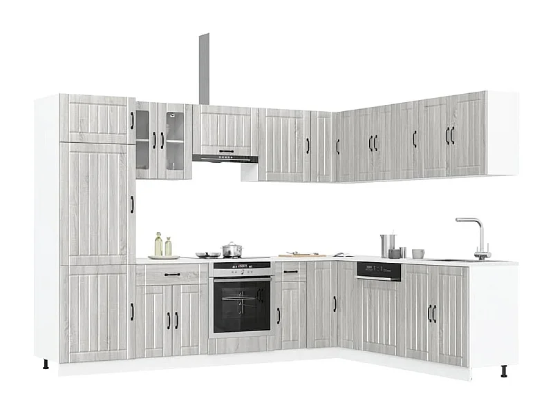 Lucca 14-delige keukenkastset van bewerkt hout