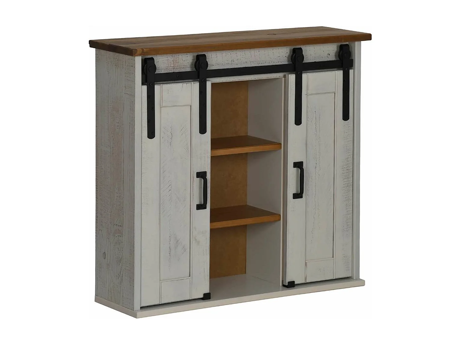 Armoire suspendue HALDEN 2 portes coulissantes blanc pin