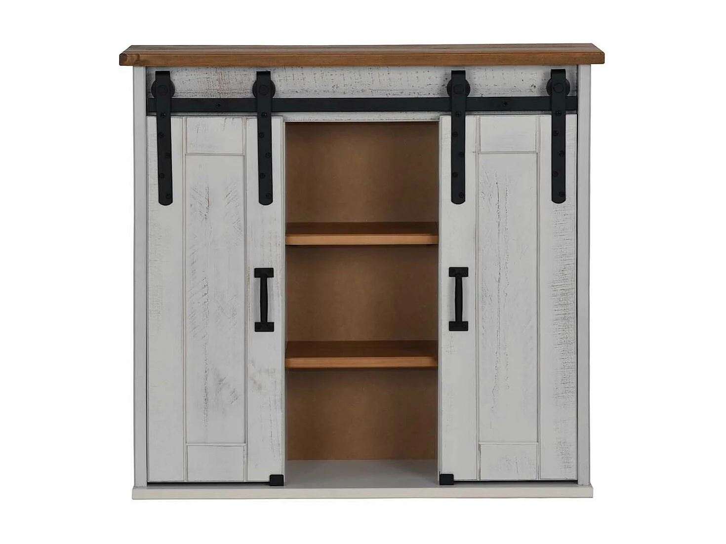 Armoire suspendue HALDEN 2 portes coulissantes blanc pin