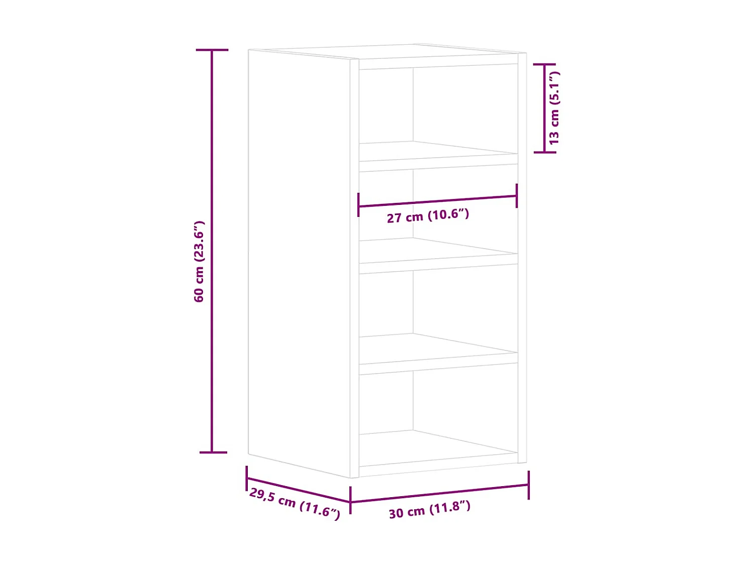 Sonoma grijs hangkast 30x29,5x60 cm bewerkt hout