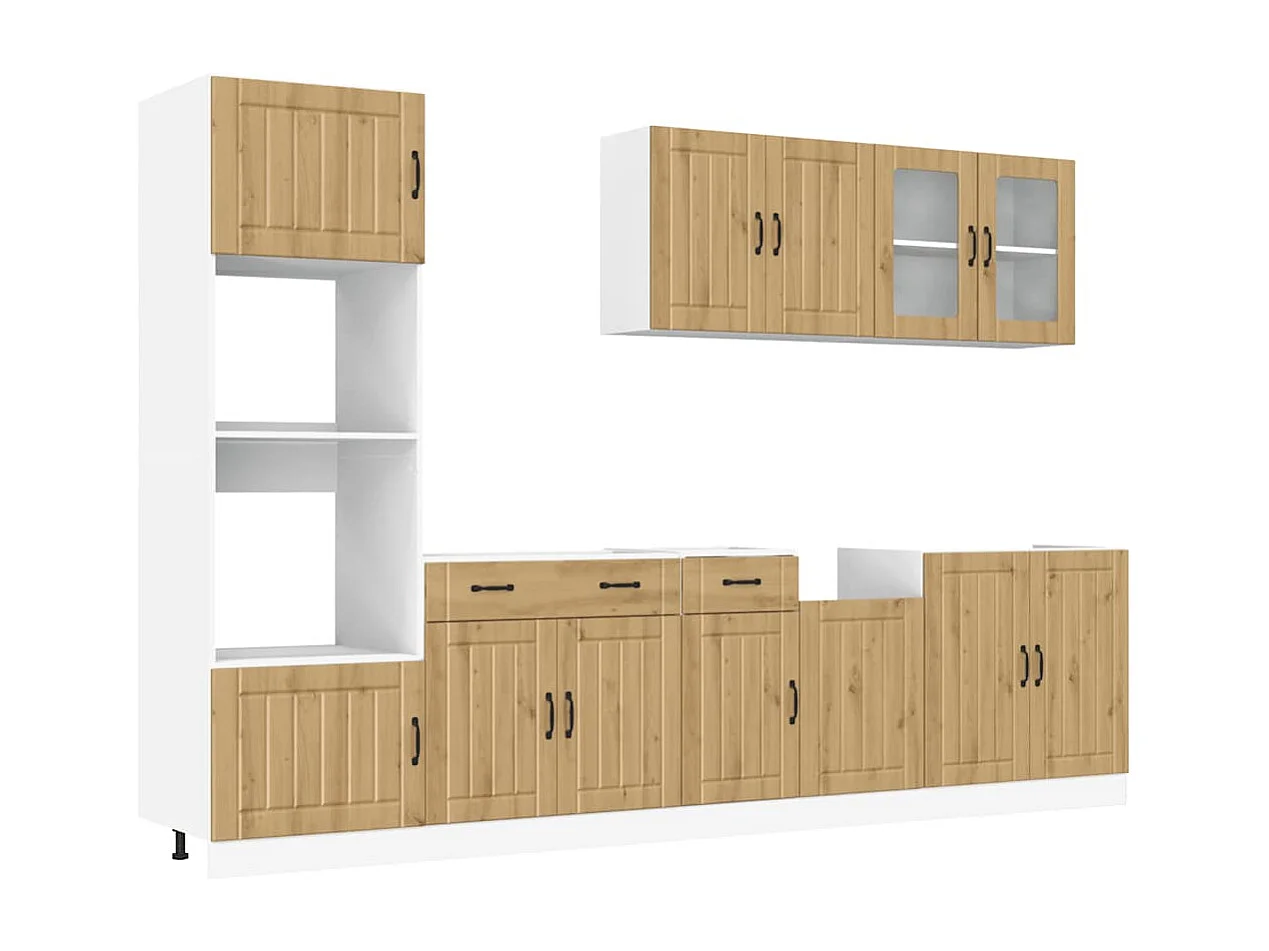 Kalmar 7 pezzi set di mobili da cucina in legno ingegnerizzato