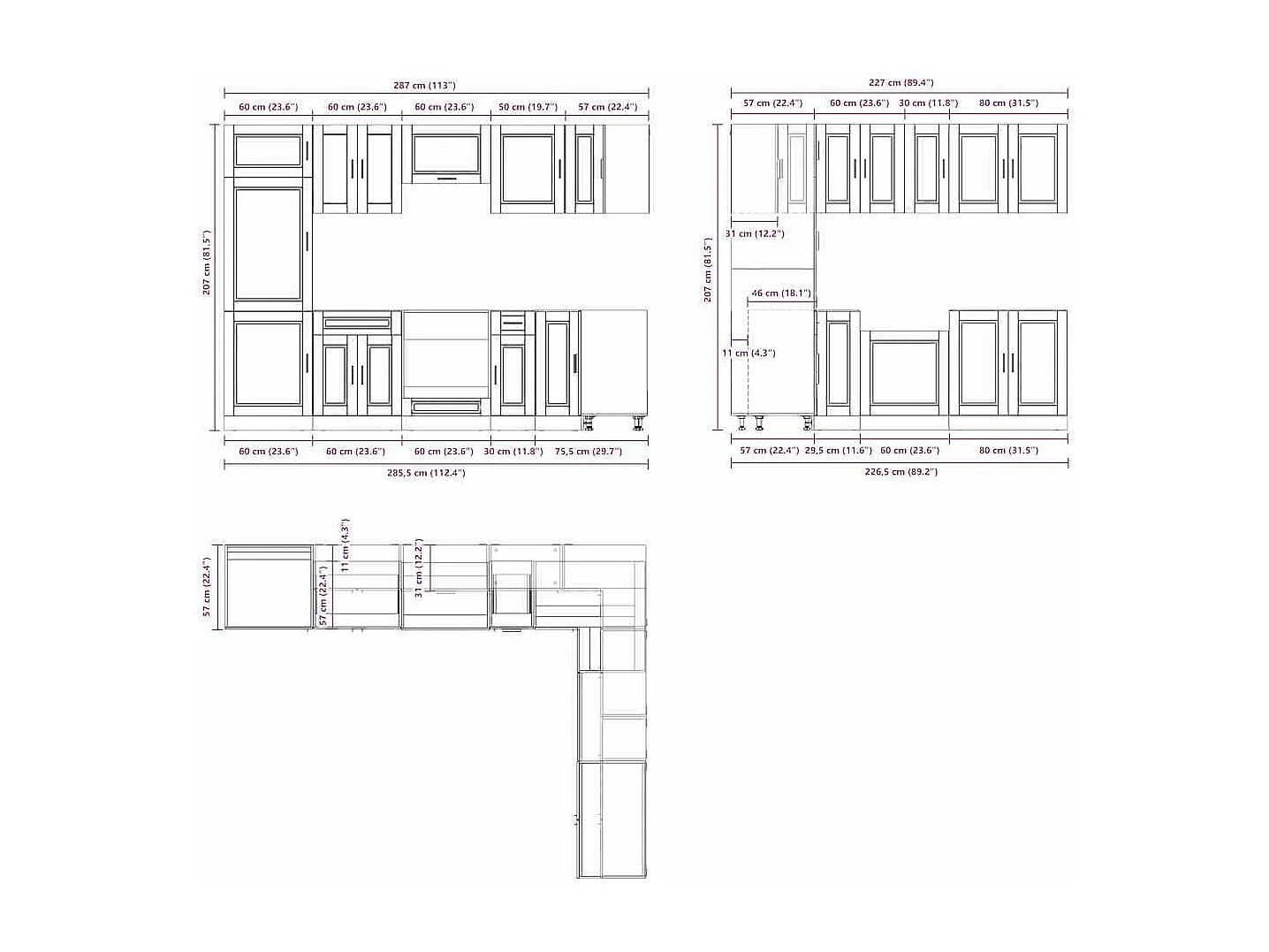 Ensemble d'armoires de cuisine 14 pcs Porto bois d'ingénierie