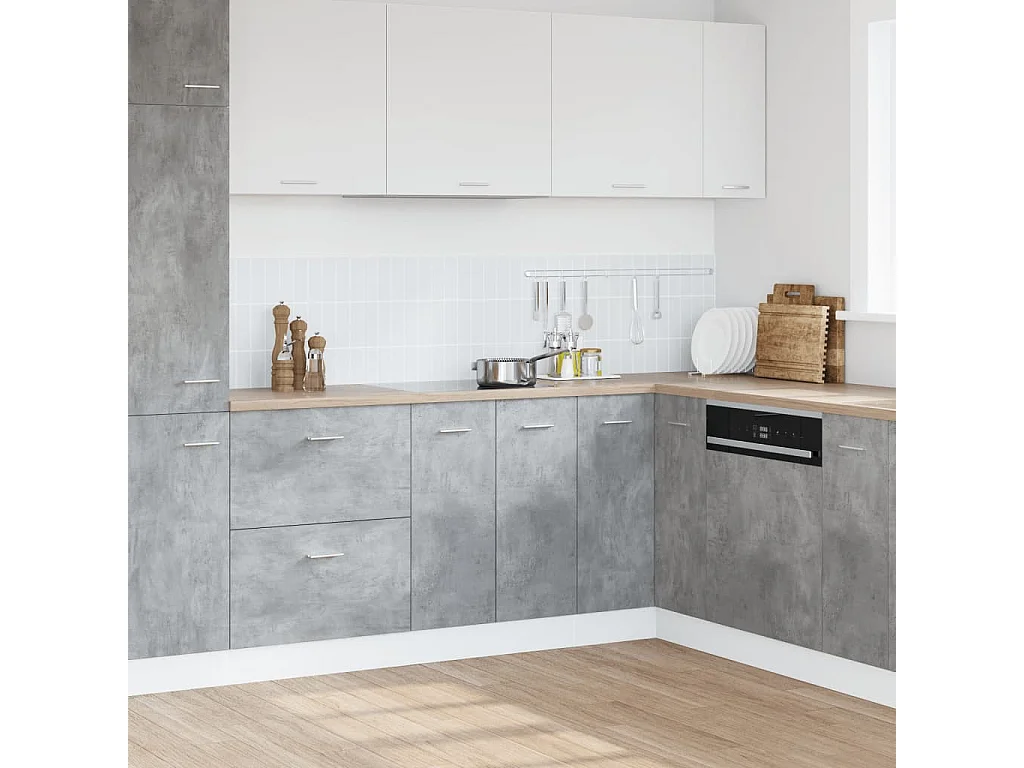 Armoire de plancher d'évier gris béton 80x46x81,5 cm