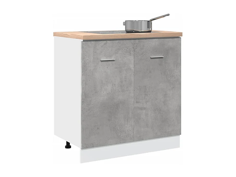 Armoire de plancher d'évier gris béton 80x46x81,5 cm