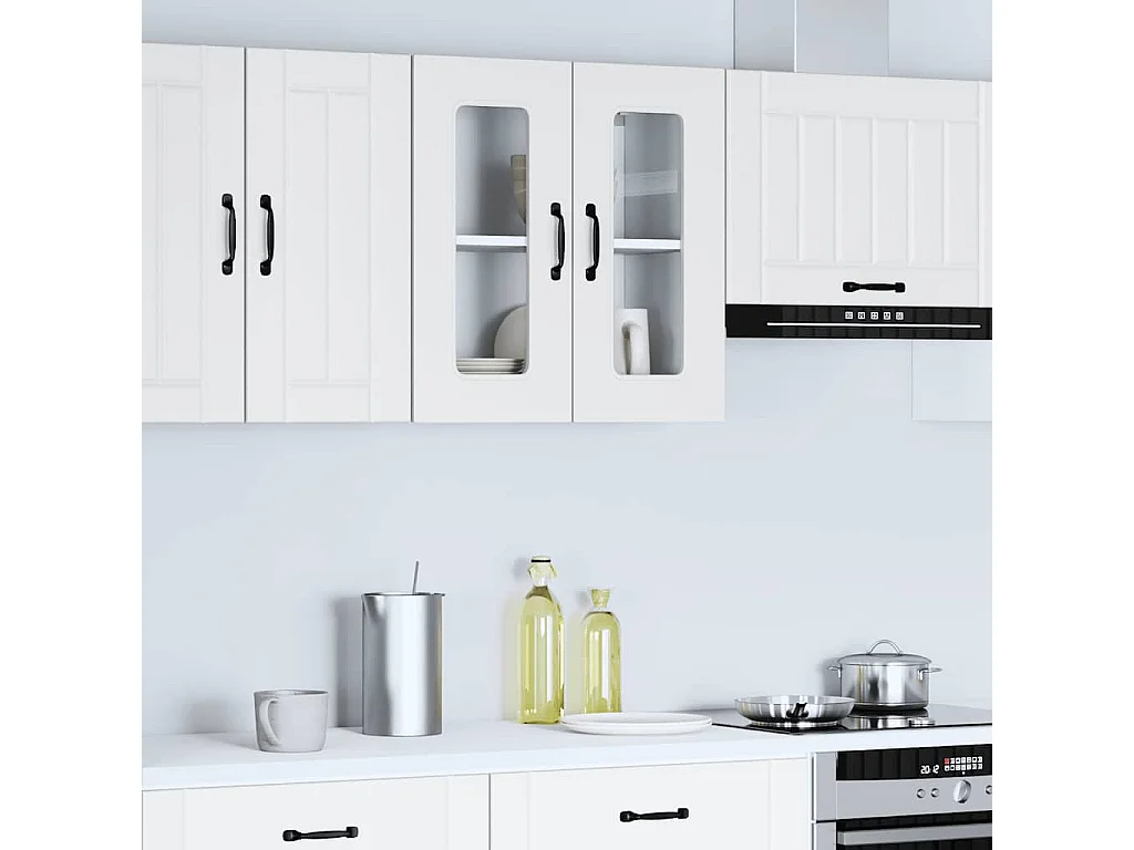 Armoire murale de cuisine avec porte en verre Kalmar blanc
