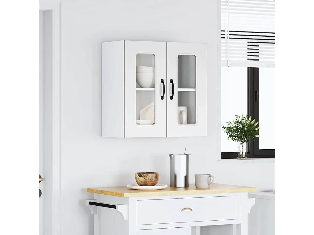 Armoire murale de cuisine avec porte en verre Kalmar blanc