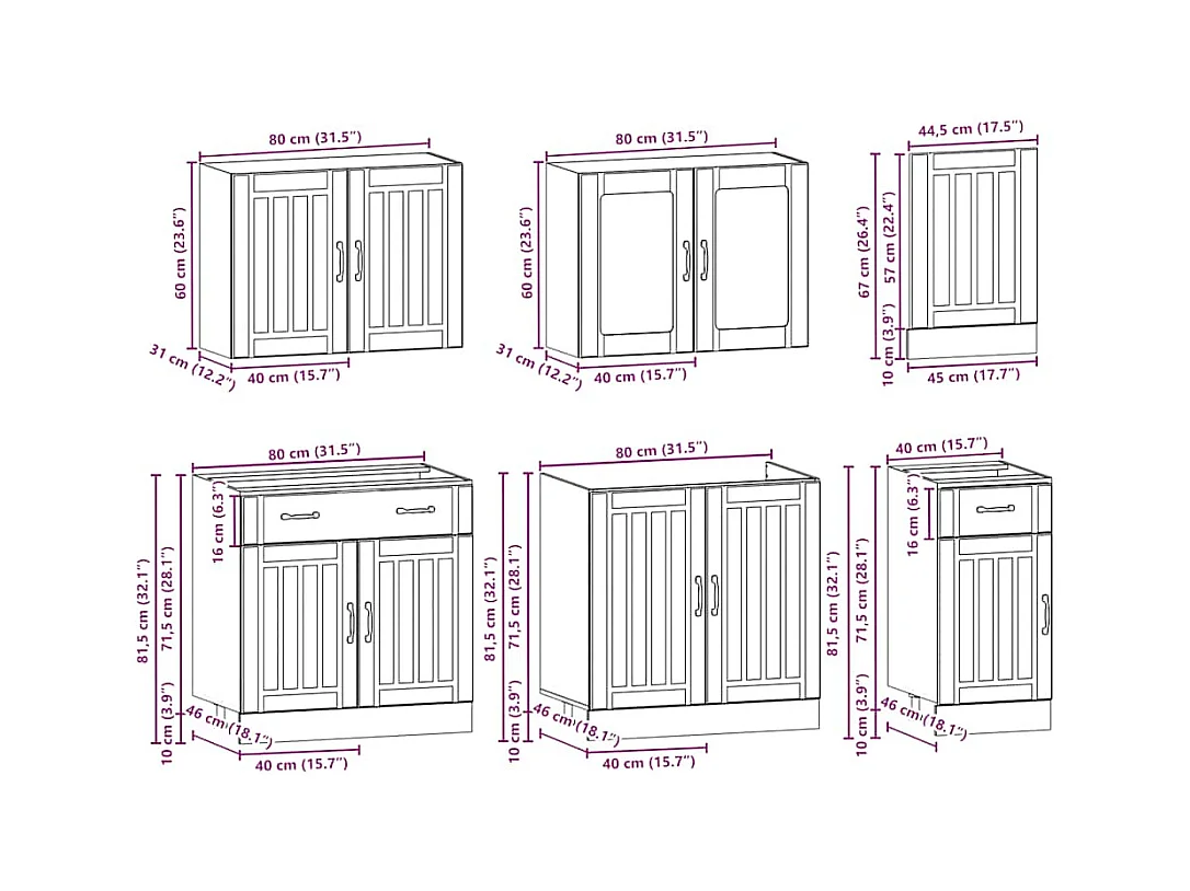 Ensemble d'armoires de cuisine 7 pcs Kalmar bois d'ingénierie