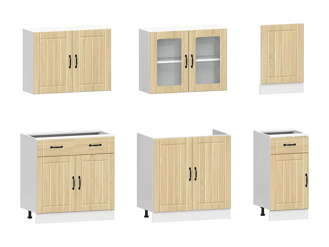 Kalmar 7 pezzi set di mobili da cucina in legno ingegnerizzato