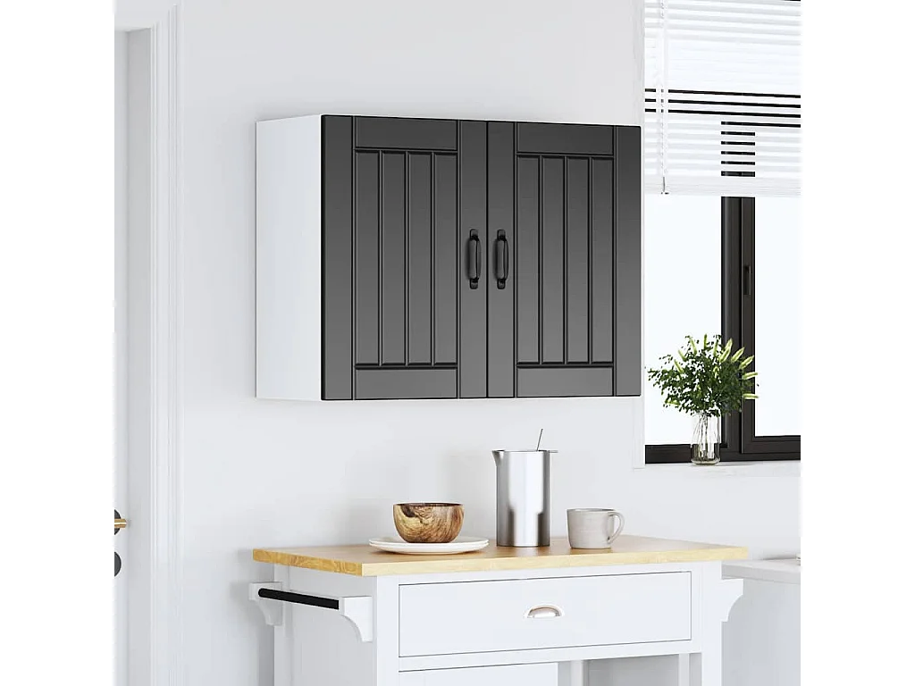 Armoire murale de cuisine Lucca noir bois d'ingénierie