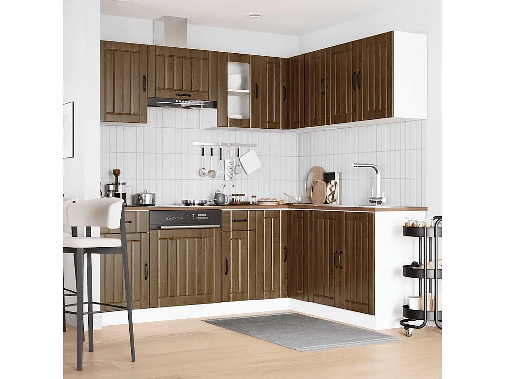 Conjunto de armários de cozinha Lucca de 11 peças em madeira projetada