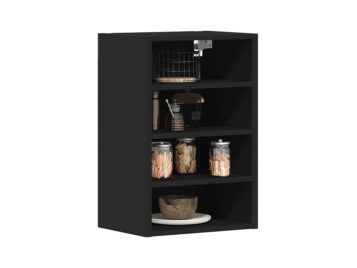 Armoire suspendue noir 40x29,5x60 cm bois d'ingénierie