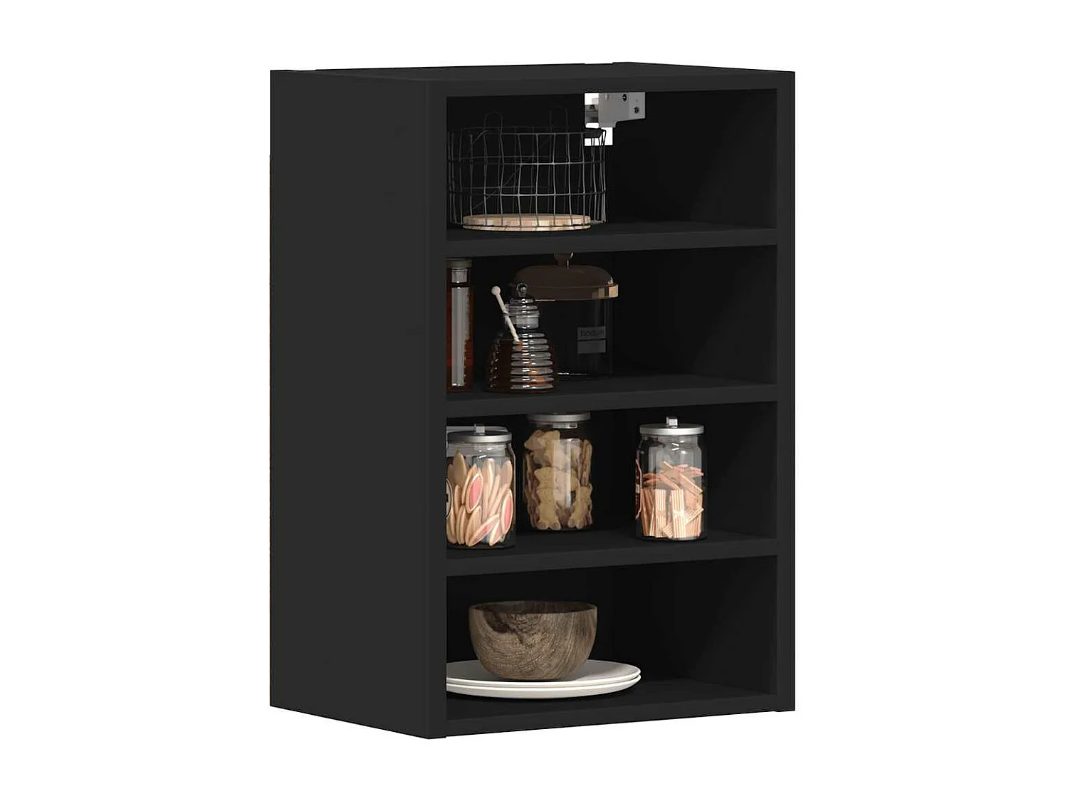 Armoire suspendue noir 40x29,5x60 cm bois d'ingénierie