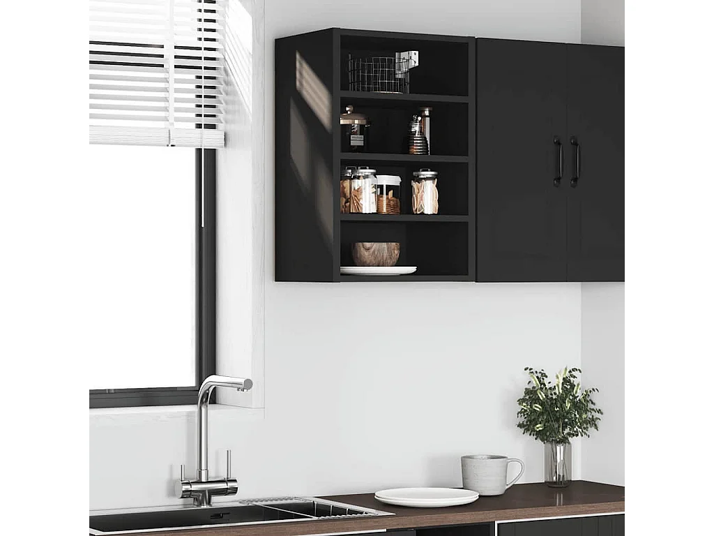 Armoire suspendue noir 40x29,5x60 cm bois d'ingénierie