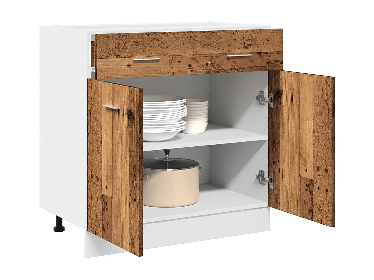 Armoire de plancher à tiroir vieux bois 80x46x81,5 cm