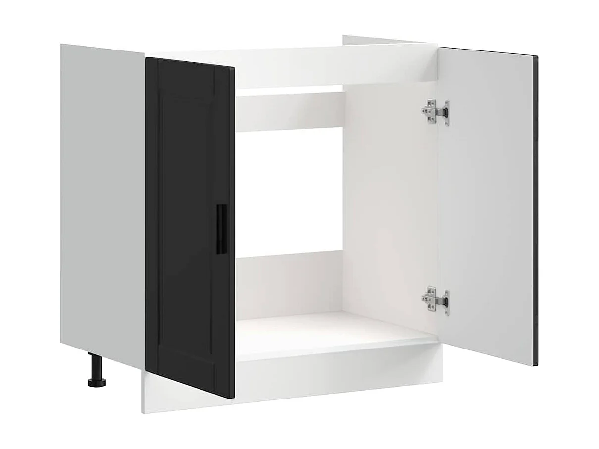 Meuble bas pour évier Porto noir 80x46x81,5 cm bois ingénierie