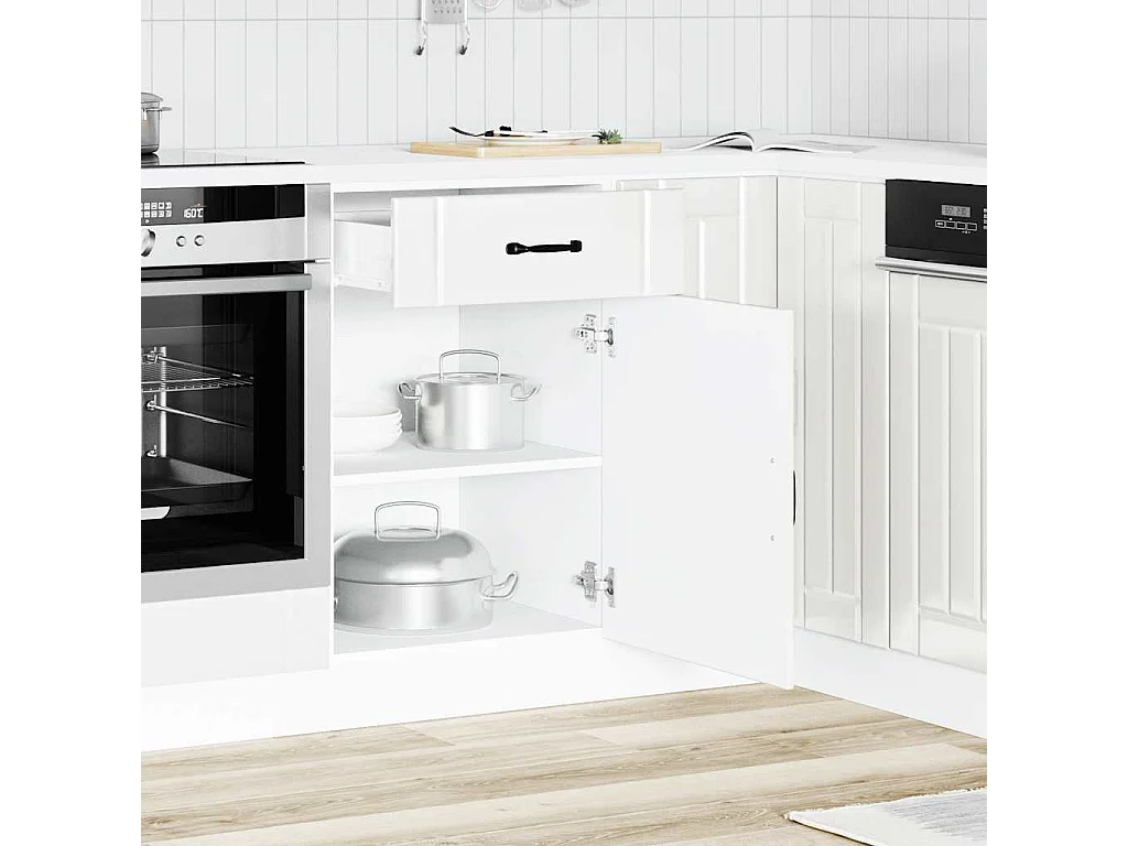 Armoire de cuisine Lucca blanc brillant bois ingénierie