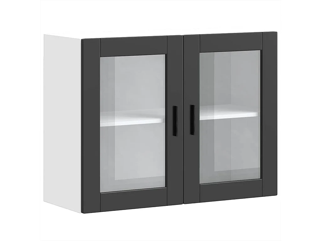 Armoire murale de cuisine avec porte en verre Porto noir