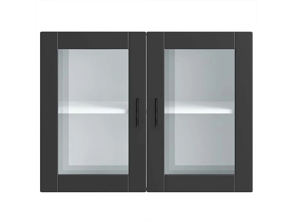 Armoire murale de cuisine avec porte en verre Porto noir