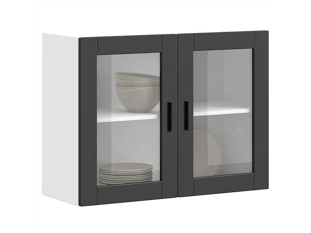 Armoire murale de cuisine avec porte en verre Porto noir