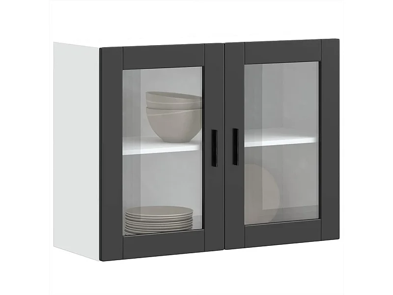 Armoire murale de cuisine avec porte en verre Porto noir