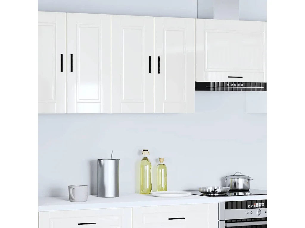 Armoire murale de cuisine Porto blanc brillant bois ingénierie