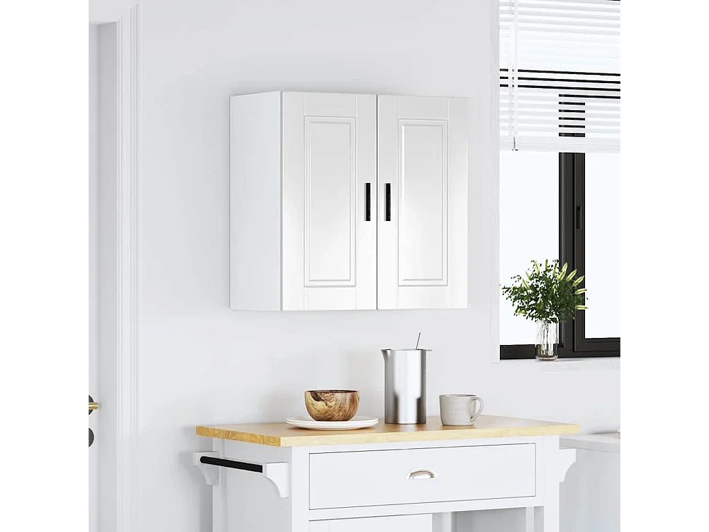 Armoire murale de cuisine Porto blanc brillant bois ingénierie