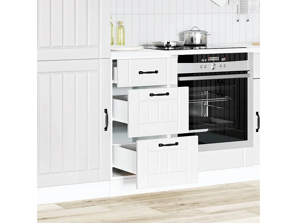 Gabinete de cocina de madera de ingeniería blanca Lucca