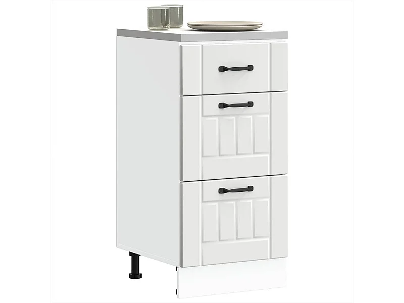 Gabinete de cocina de madera de ingeniería blanca Lucca