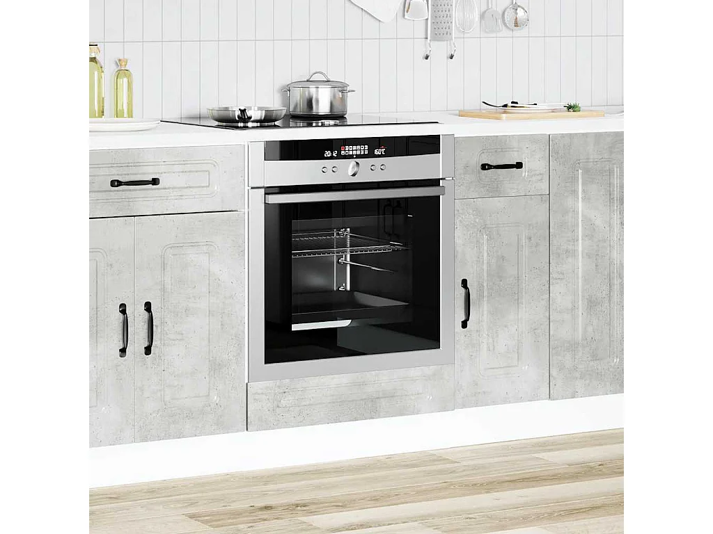 Armoire à four Kalmar gris béton bois d'ingénierie