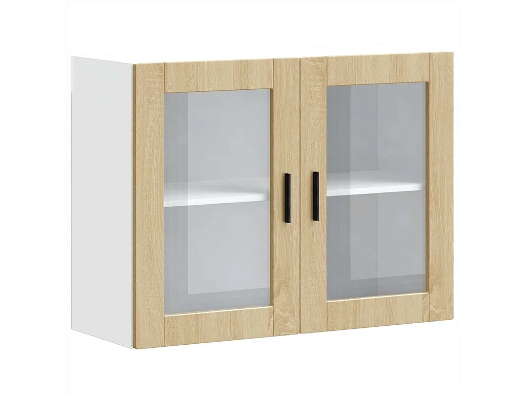 Armoire murale de cuisine et porte en verre Porto chêne sonoma